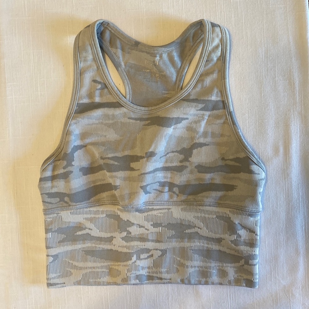 Pro Fit Sports Bra white gray Camo with cutout S